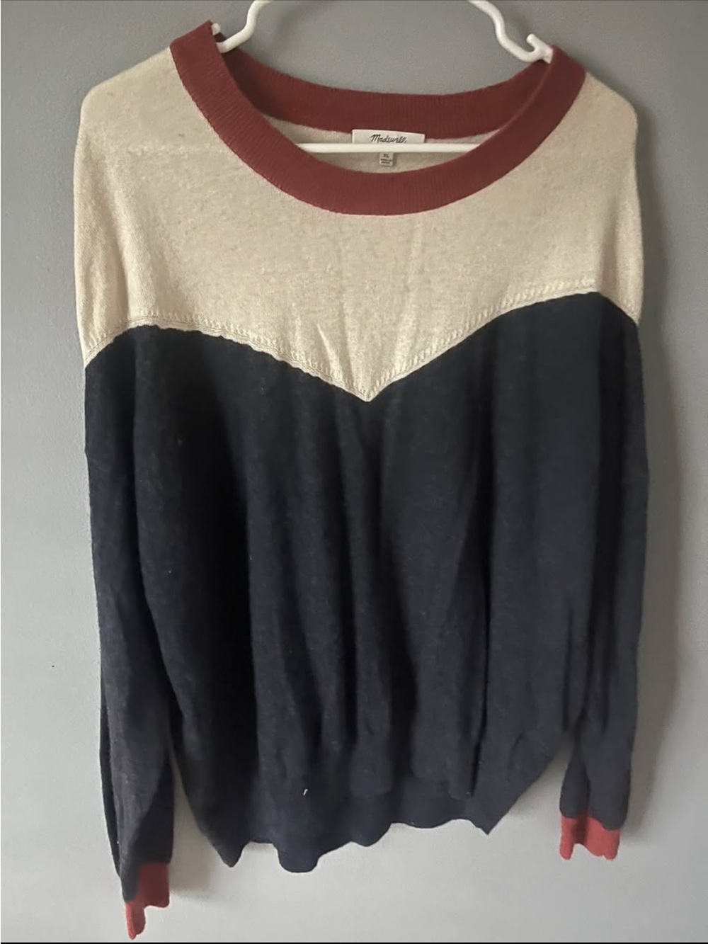 Madewell Cream Sweater with Rust Trim